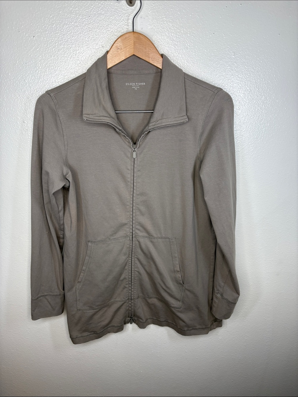 Eileen Fisher Brown Full Zip Lightweight Thin Jacket Women Size Petite M BLEMISH